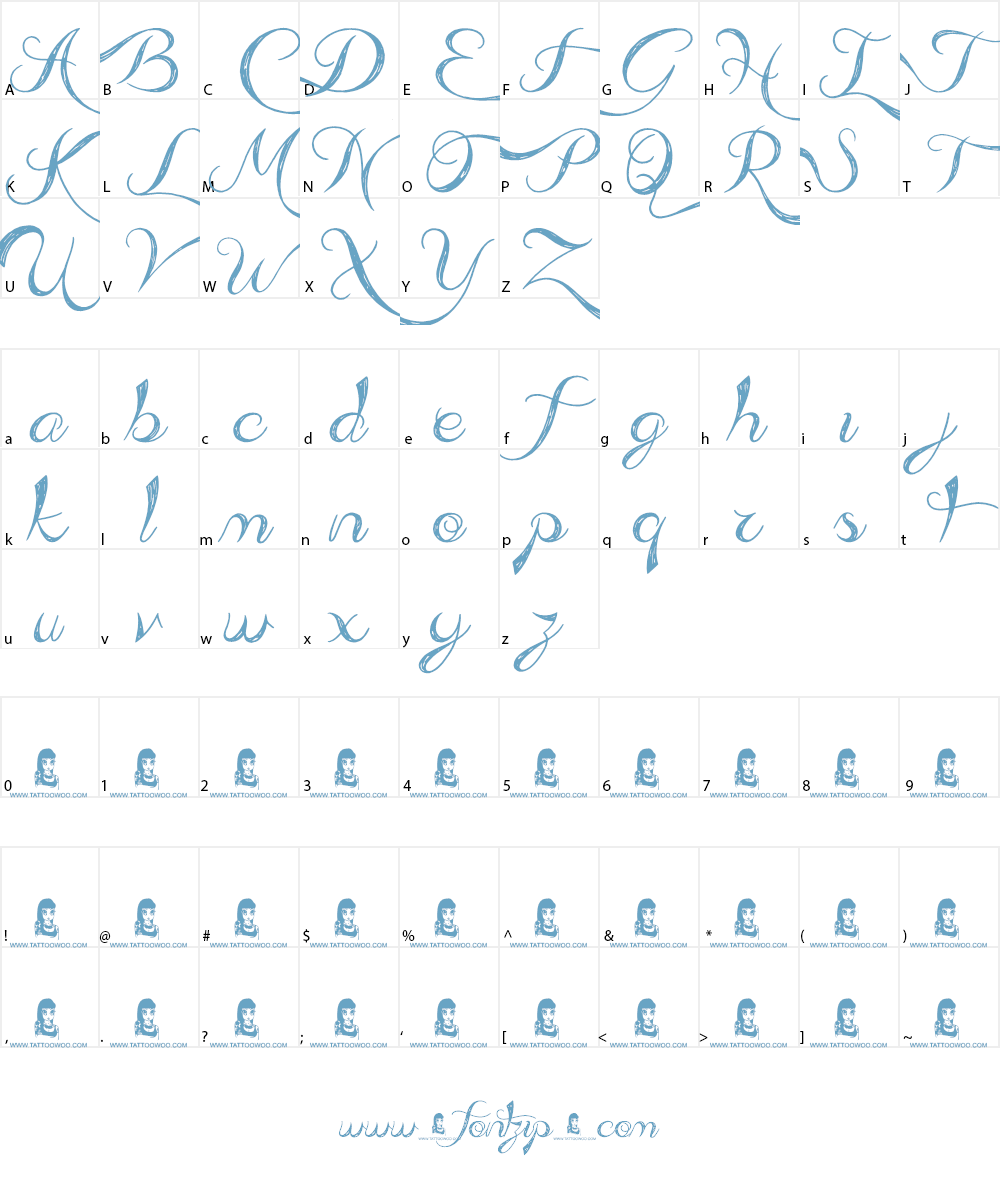 Admiration Pains Font Character